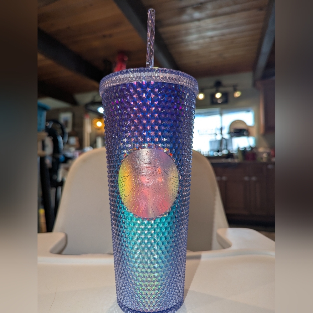 *PRICED TO SELL* Starbucks 24oz Iridescent Blue Studded Tumbler